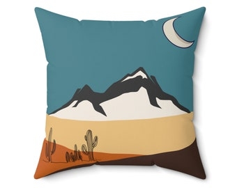 Southwestern Throw Pillow with Teal and Rust Geometric Motifs