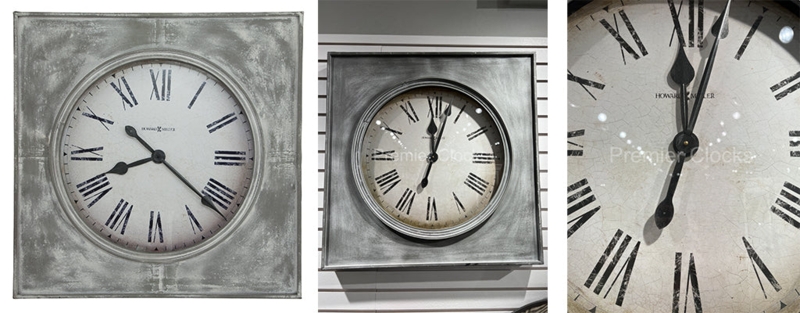 Square Industrial Wall Clock in Charcoal Grey with Roman Numerals