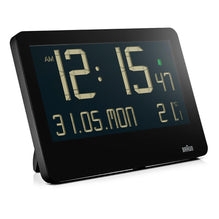 Square Matte Black Digital Wall Clock with LCD Screen