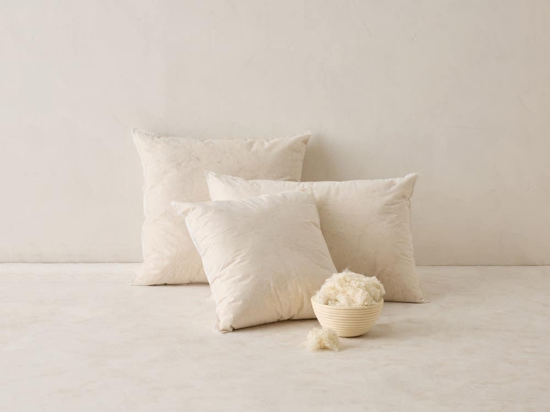 Square Pillow Insert with Visible Zipper Closure, Cream Tone