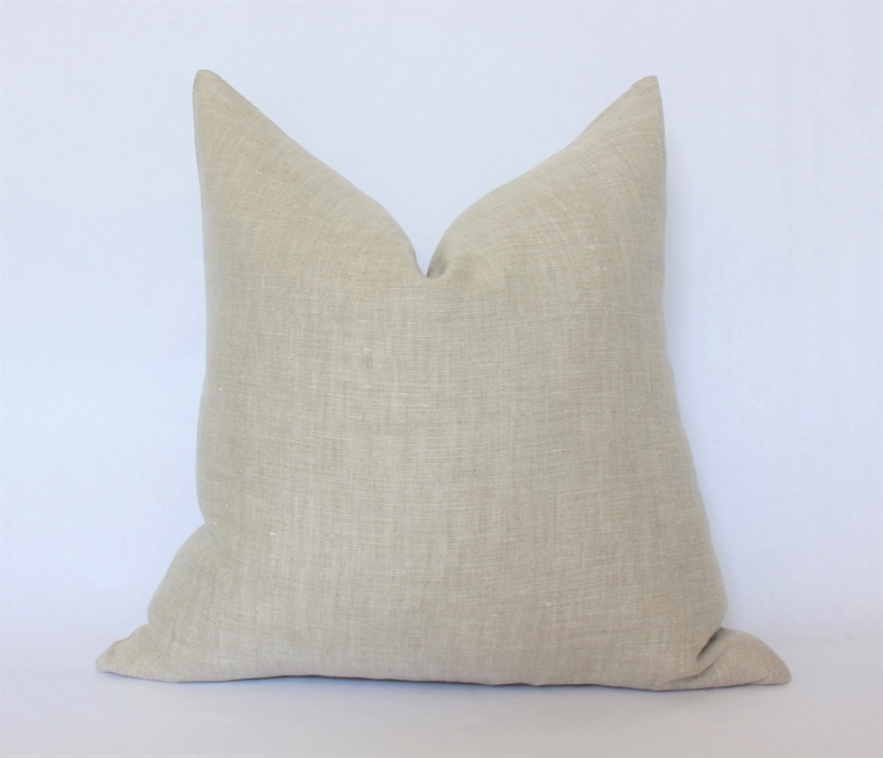 Square Throw Pillow: Coarse Woven Linen-Like, Frayed Fringe Edges