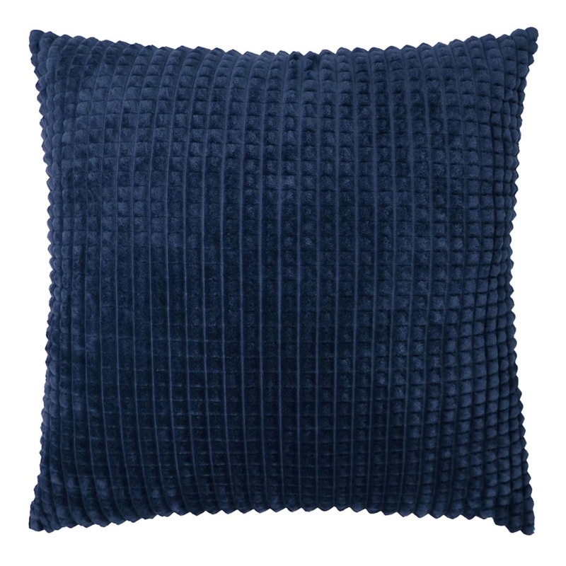 Square Throw Pillow: Dark Grid Plush Windowpane Check Pattern