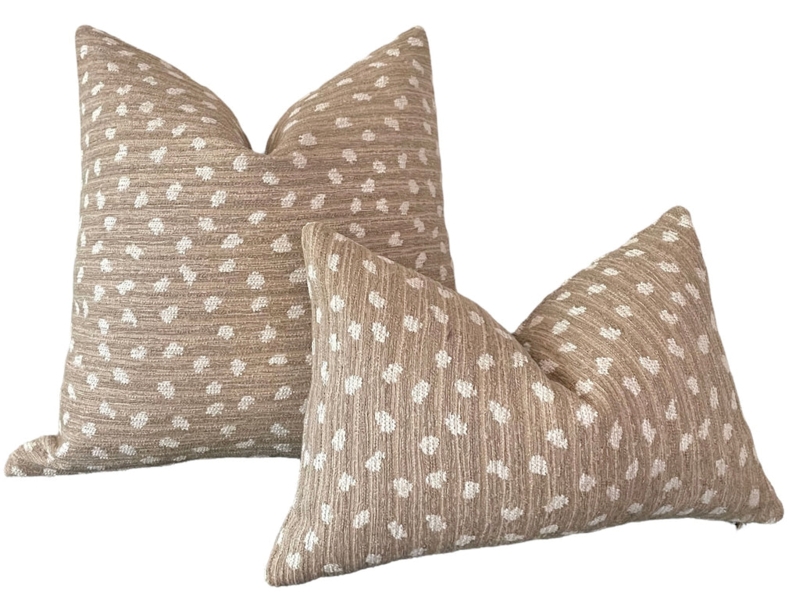 Square Throw Pillow: Fawn Print with Ivory Spots, Organic Modern