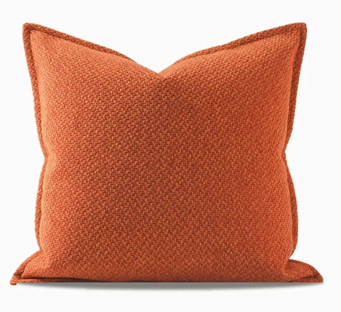 Square Throw Pillow featuring Heavy Woven Texture, Vibrant Accent