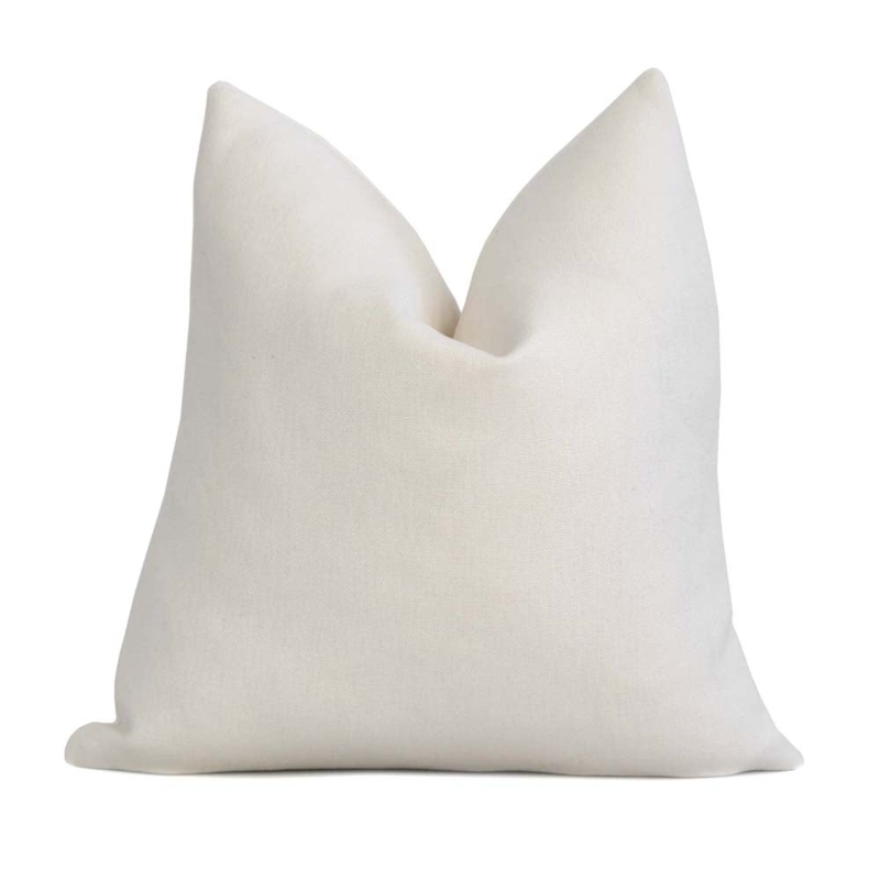 Square Throw Pillow Ivory White Slub Texture Modern Farmhouse Decor
