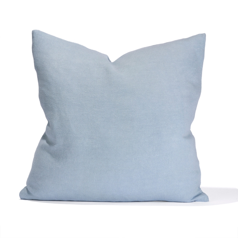 Square Throw Pillow: Light Blue Linen-Like with Flange Edge