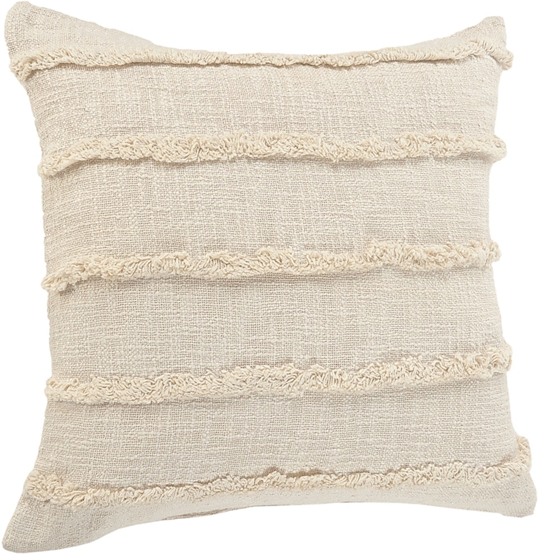 Square Throw Pillow: Nubby Woven Boucle Texture, Cream Monochrome