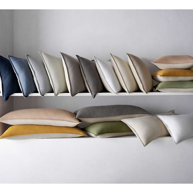 Square Throw Pillows Laundered Look Sage Green Slubby Woven Texture