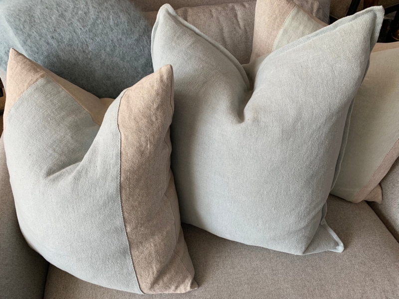 Square Throw Pillows Trellis Pattern Aqua Grey Set Coastal Transitional