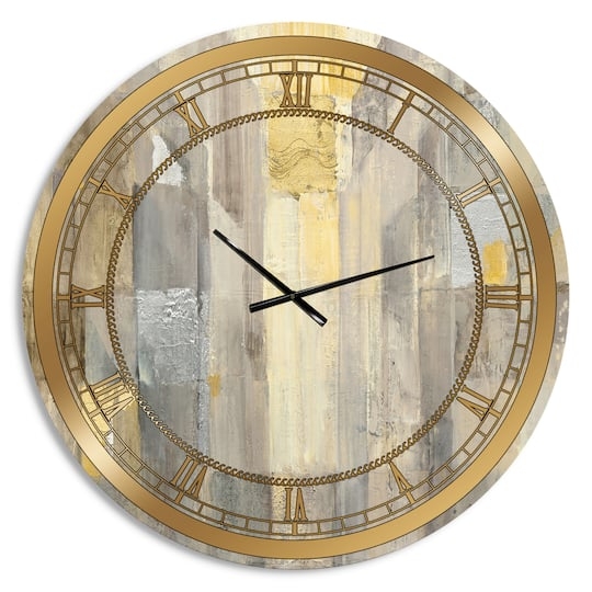 Square Wall Clock Abstract Gold Watercolor Pattern Slim Frame