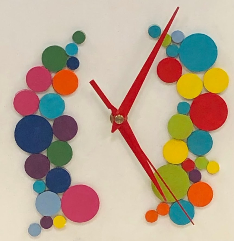 Square Wall Clock Abstract Painted Face Vibrant Artistic Home Accents