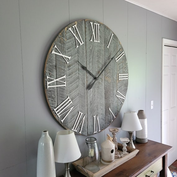 Square Wall Clock Distressed Finish Reclaimed Wood Rustic Decor