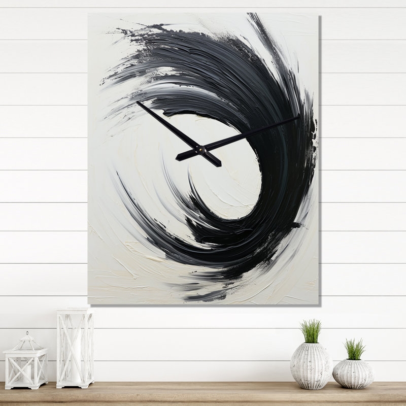 Square Wall Clock Numberless Abstract Art Face Monochromatic Ink Wash