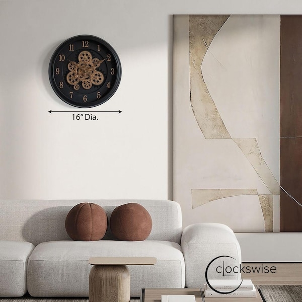 Steampunk Mechanical Wall Clock Exposed Gear Matte Finish