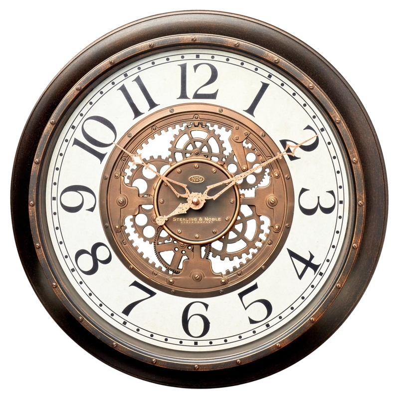 Steampunk Wall Clock Industrial Gear Motif Dark Metallic