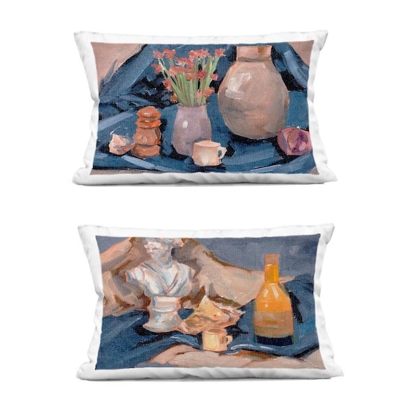 Still Life Print Throw Pillow, Classic Living Room Sofa Styling