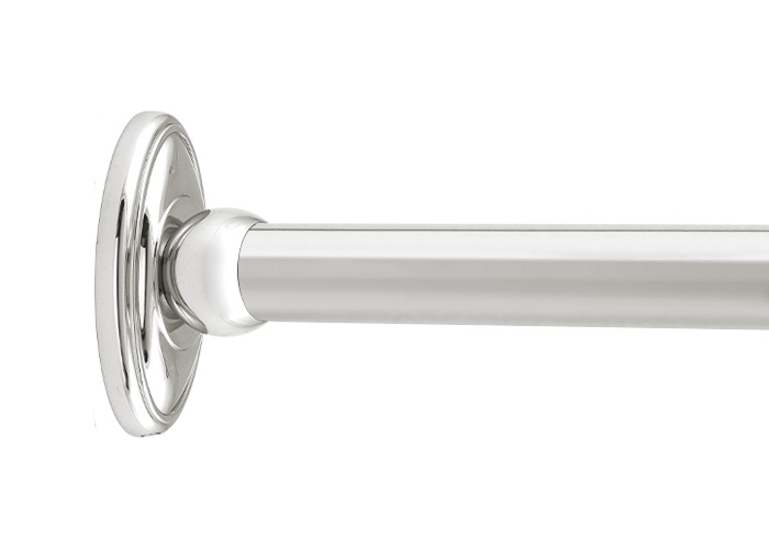 Straight Shower Curtain Rod Polished Nickel Tiered Bracket Traditional