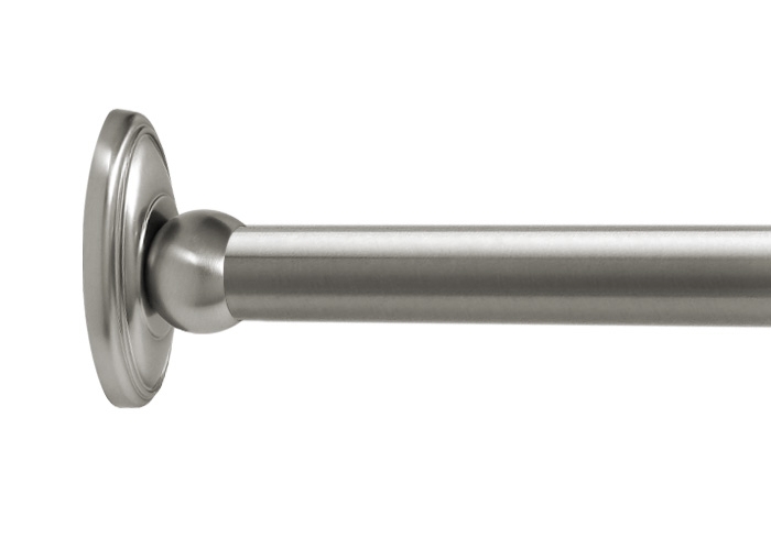Straight Shower Rod Satin Nickel Finish Tiered Decorative Flange
