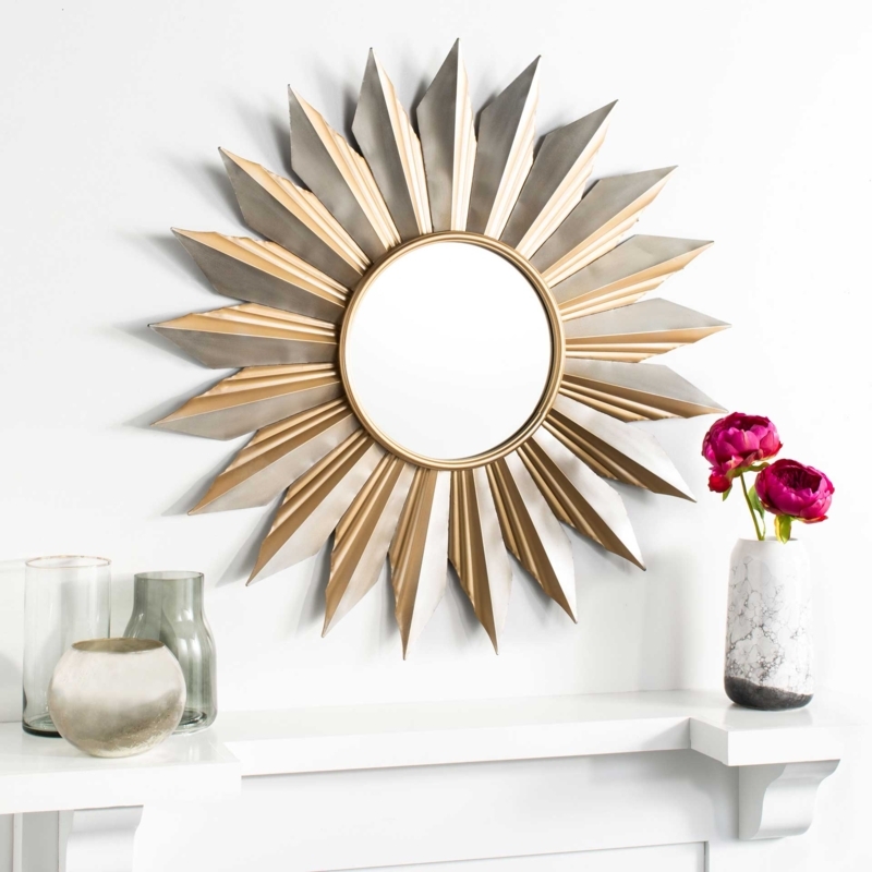 Sunburst Mirror Slender Metal Frame Transitional Glam style