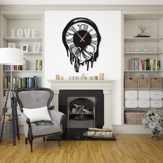 Surrealist Wall Clock with Unique Melting Silhouette & Distorted Frame