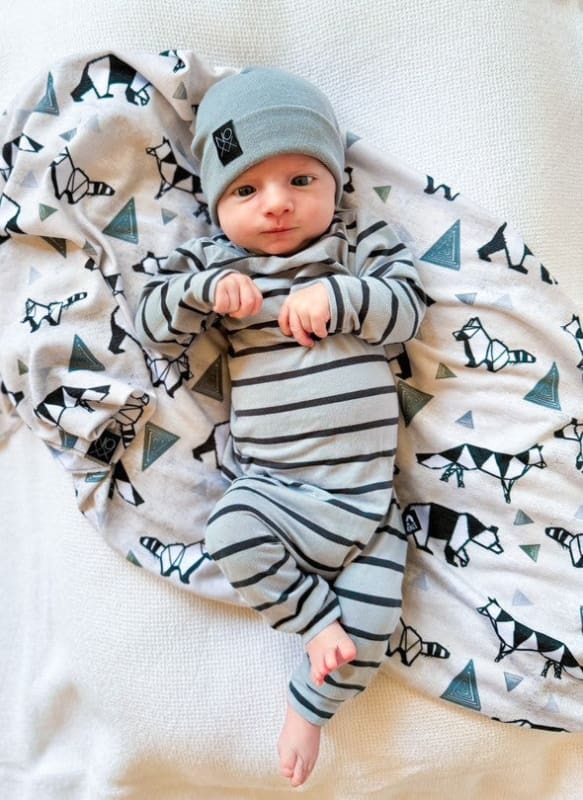 Swaddle Blanket with Origami Style Forest Animals, Lightweight, Neutral
