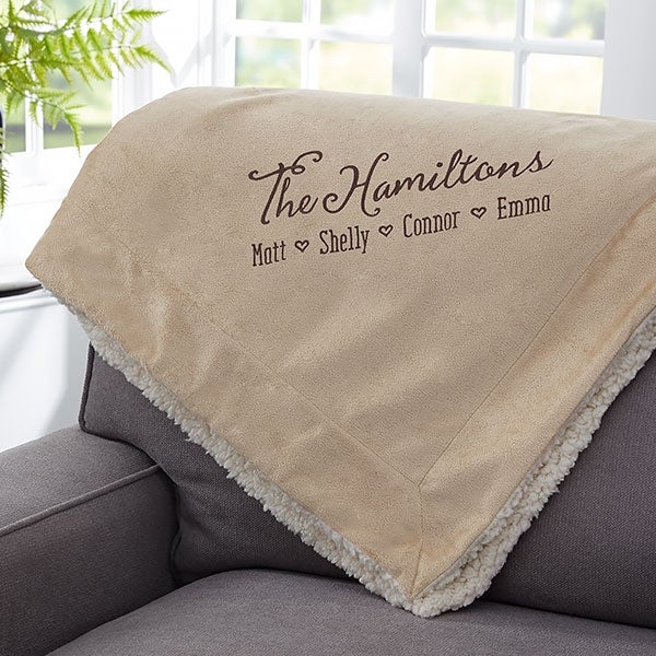Tan Sherpa Throw Blanket Personalized Nubby Plush Texture
