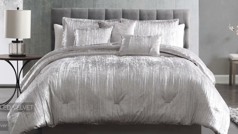 Taos 7 pc Velvet Comforter King Silver - Hallmart Collectibles