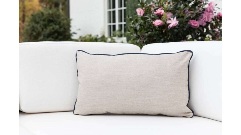 Teal and Botanical Print Outdoor Lumbar Pillows