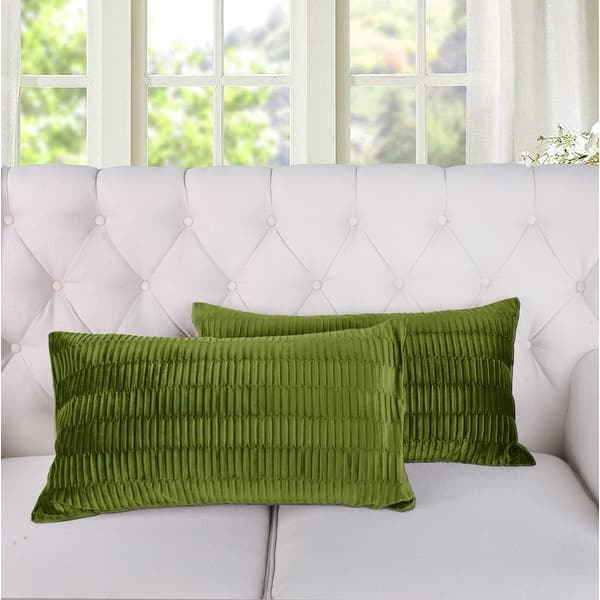 Teal Pleated Velvet Throw Pillow Covers, Geometric Texture