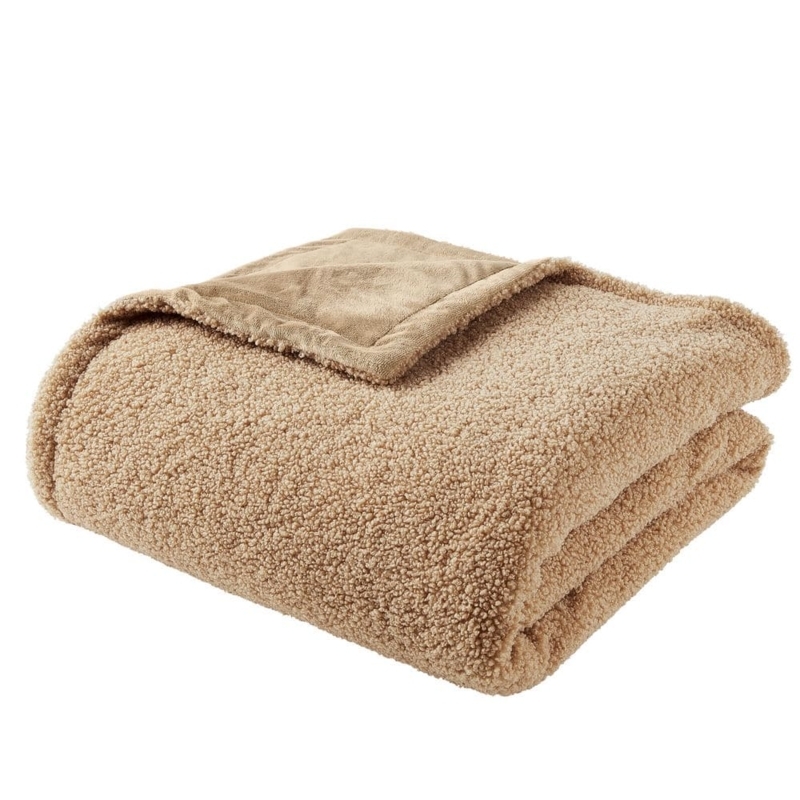 Teddy Bear Throw Blanket Medium Brown Plush High Pile Warm