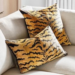 Terracotta Throw Pillow Zebra Arrow Motif Flange Edge Eclectic