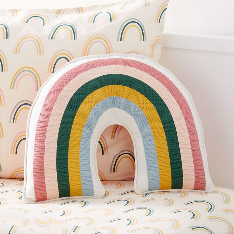 Textured Boho Tufted Rainbow Throw Pillow, Earth Tones