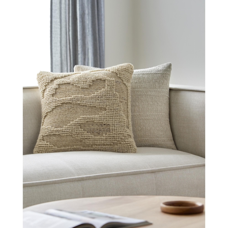 Textured Embroidery Throw Pillow, Global Boho Accent Pillow