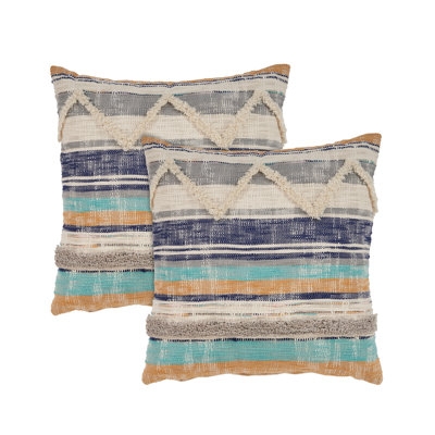 Textured Ivory Throw Pillow with Tufted Texture and Geometric Pattern