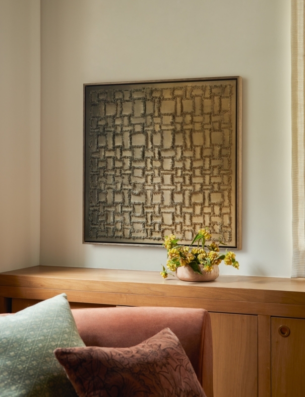 Textured Wall Art Frayed Grid Bronze Metallic Organic Modern Decor