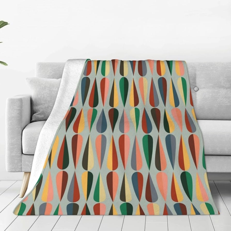 Throw Blanket Abstract Geometric Mid Century Plush
