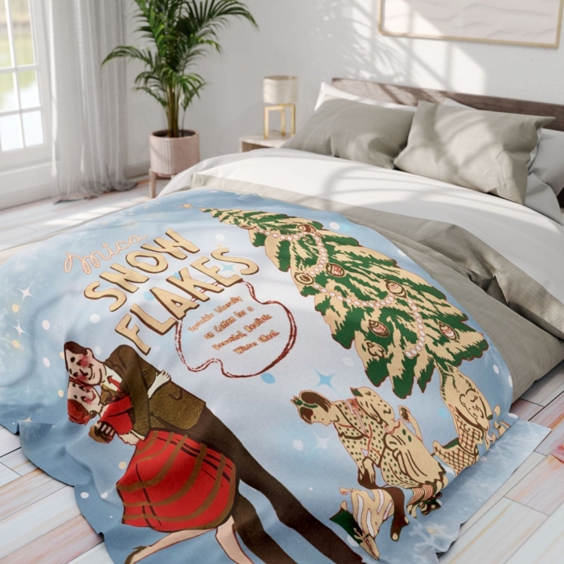 Throw Blanket Atomic Snowflake Retro 1950s Holiday