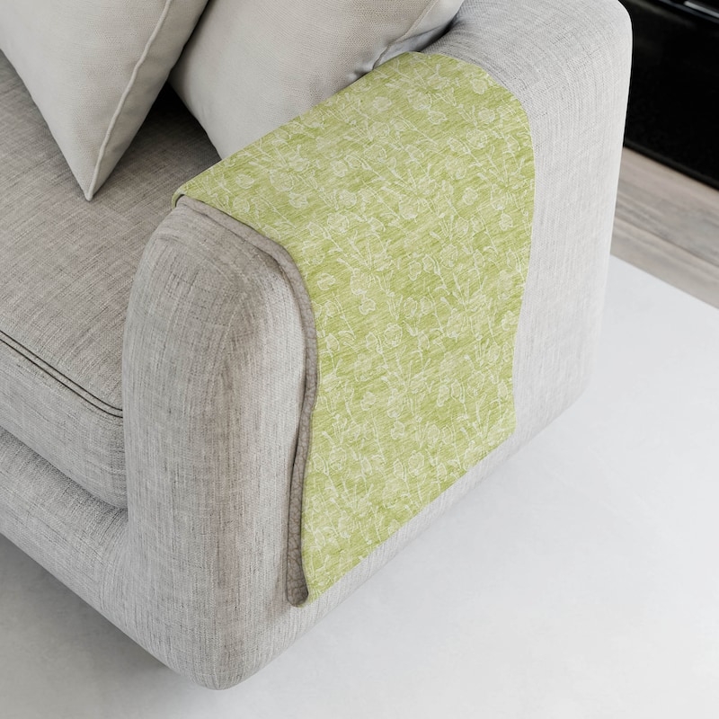 Throw Blanket: Beige Modern Floral Pattern with Plush Sherpa Lining.