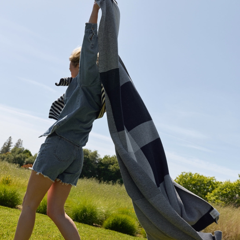 Throw Blanket: Bohemian Outdoor Throw Blanket with Terracotta Weave