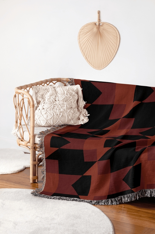 Throw Blanket Bold Geometric Black Cream High Contrast Modern