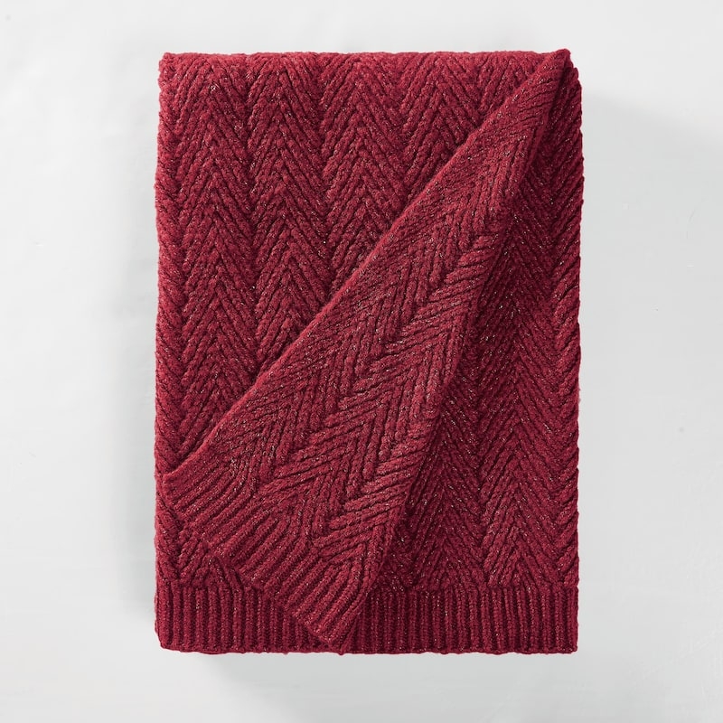 Throw Blanket: Charcoal Gray Chevron Relief Texture, Folded for Modern Decor