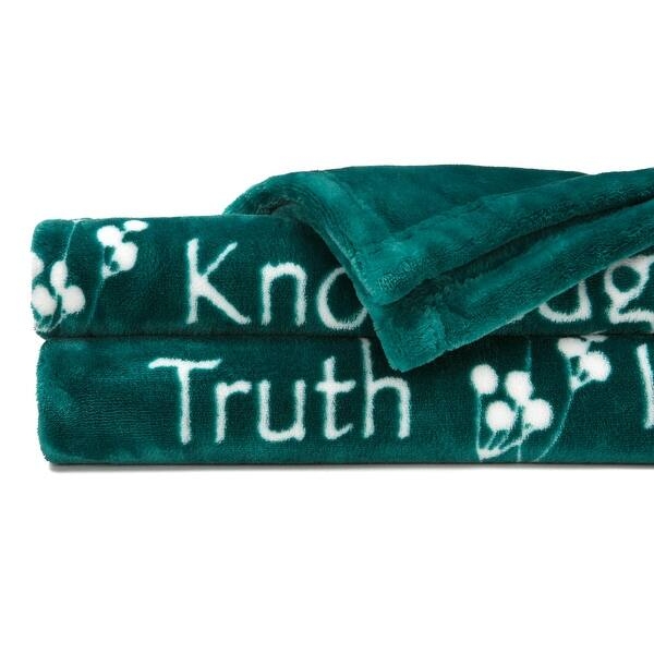 Throw Blanket Charcoal Gray Plush Yoga Themed Typography Calming