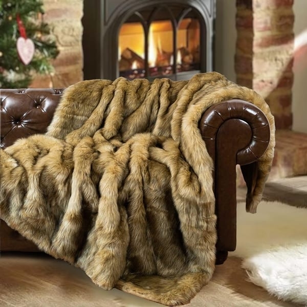 Throw Blanket Charcoal Gray Shaggy Faux Fur Long Pile Cozy