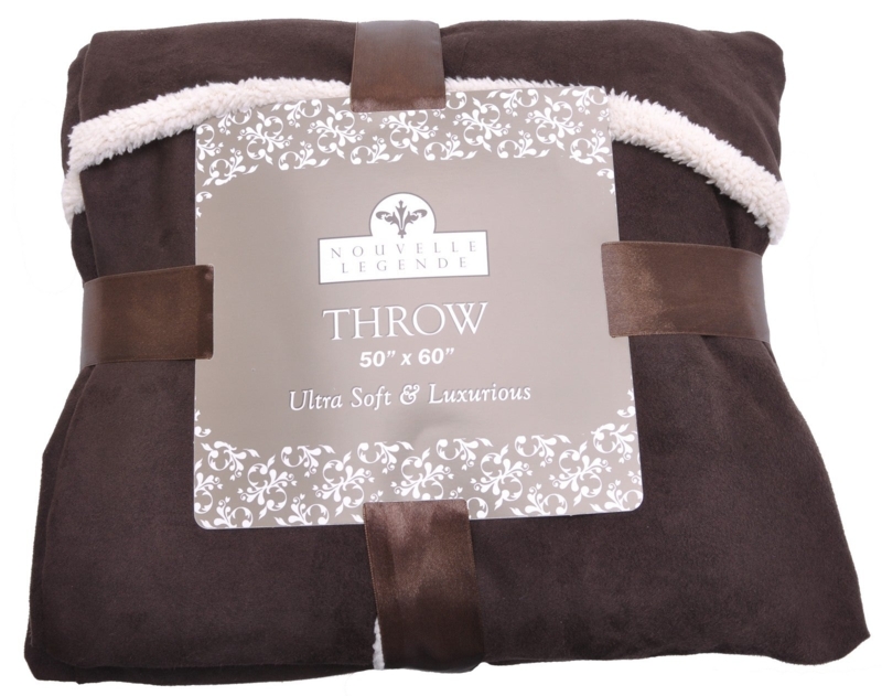 Throw Blanket Chocolate Brown Patchwork Stitching Microfiber Soft Accent