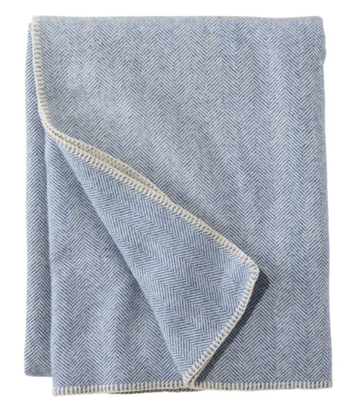 Throw Blanket Classic Herringbone Gray and White Woven Texture