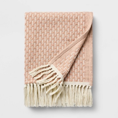 Throw Blanket Collection with Woven Texture & Fringe Tassels