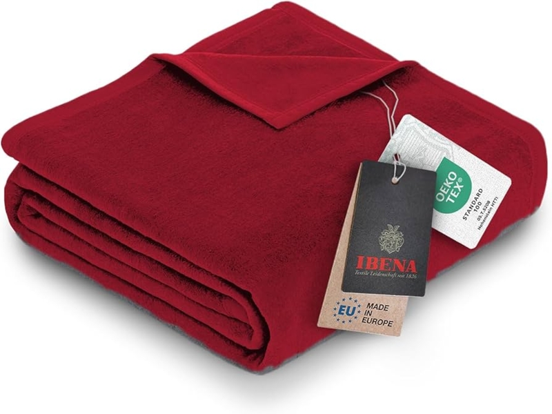 Throw Blanket Cranberry Plush Whipstitched Border Cozy Accent