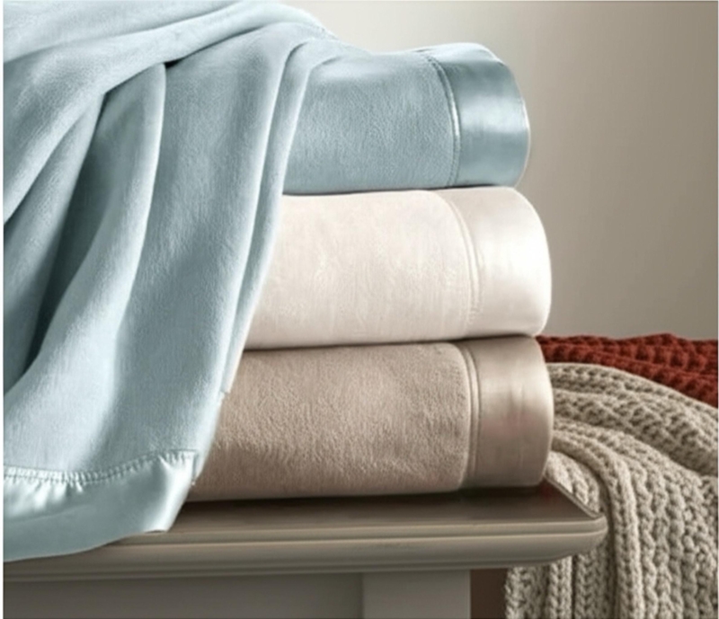 Throw Blanket Cream Herringbone Weave Twisted Fringe Minimalist