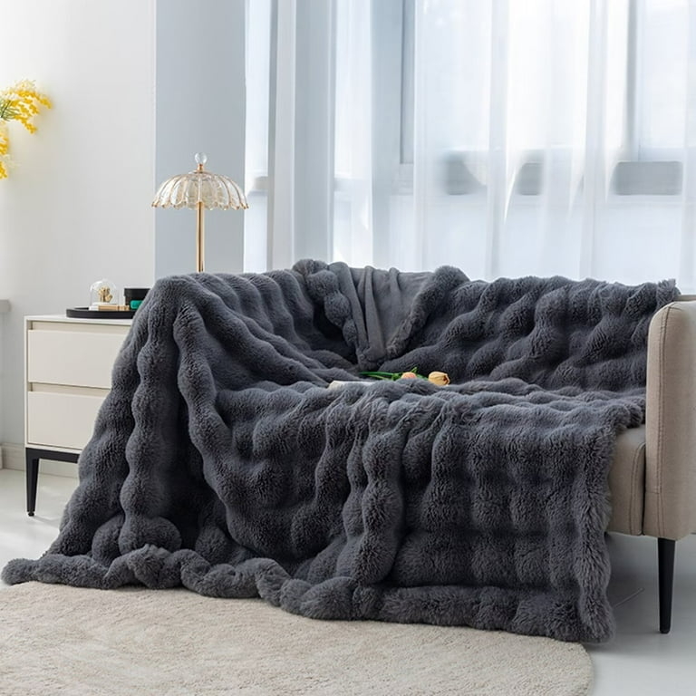 Throw Blanket Cream Weighted Construction Shaggy Pile Luxurious