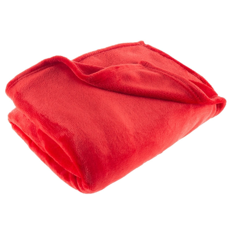 Throw Blanket, Crimson Red Plush Microfiber, Soft Fleece Texture